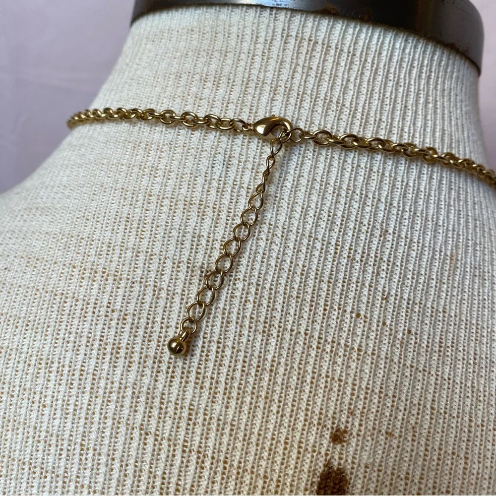 Mixed Metal Layered Heart Necklace Adjustable Gold Chain